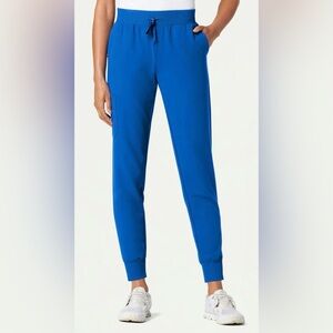 NWOT - Jaanuu "Silex" SLIM knit-waist scrub joggers Royal Blue (PETITE) - S